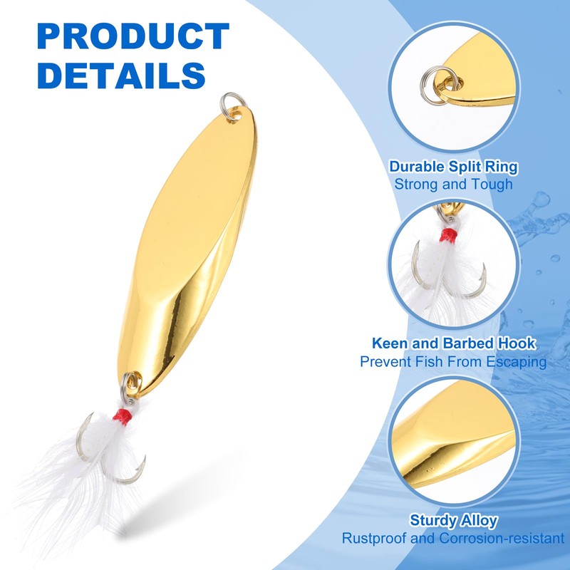 PATIKIL Fishing Spoons, 10 Pcs 1-3/8oz Fishing Lures Casting Spoon