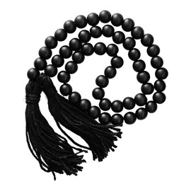 pson 43.3 Inch Wood Bead Garland with Tassels, Rustic Farmhouse Natural Prayer Beads for Wall Hanging, Festival Décor, Handcrafted Beaded Garland(Black)