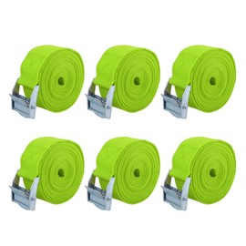 X AUTOHAUX Pack of 6 Car Cargo Lashing Straps with Cam Closure Buckle Made of Nylon Green 3 m x 2.5 cm