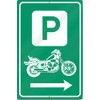 Motorcycle With Right Directional Parking Arrow Sign 12" wide x