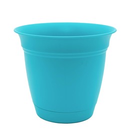 The HC Companies 6 Inch Eclipse Round Planter with Saucer - Indoor Outdoor Plant Pot for Flowers, Vegetables, and Herbs, Teal