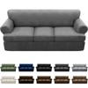 Pfrstuv 4-Piece T Couch Cover - Leather Look Slipcovers for
