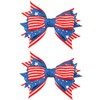 J.H LIVING 2Pcs American Flag Bow Girls Patriotic Hair Accessories