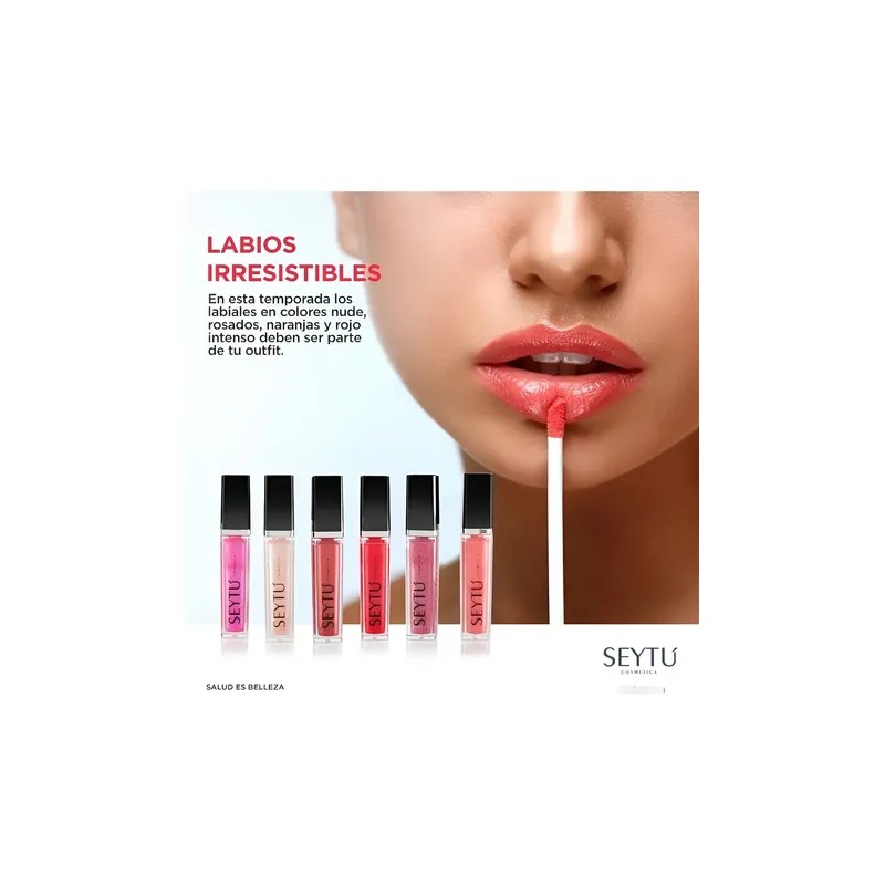 Brillo Gloss Labial Seytú Color Rubi Con Luz Y Espejo