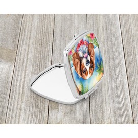 Caroline's Treasures Cavalier Spaniel Luau Compact Mirror Decorative Travel Makeup Mirror for Women Girls Gifts Pocket Makeup Mirror Folding Handheld