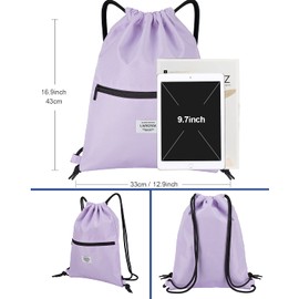 LIVACASA Gym Bag with Zip Inner Pocket Sports Bag Waterproof Hipster Bag Side Pocket Gym Bag Lined Backpack with Adjustable Drawstring Gym Bag for Men and Women, Purple