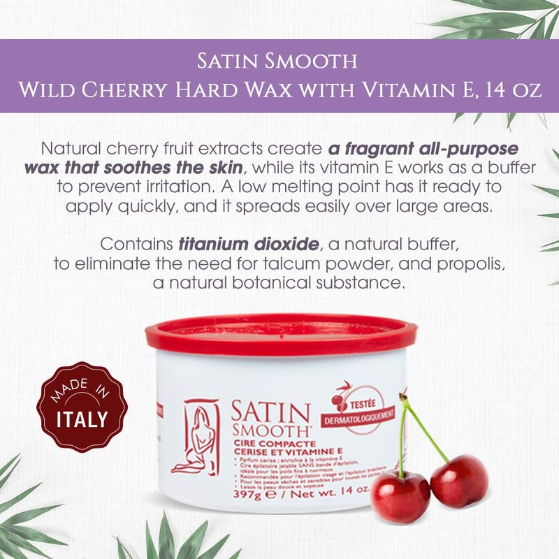 Satin Smooth Wild Cherry Hard Wax with Vitamin E, Hair