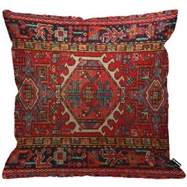 HGOD DESIGNS Red Cushion Cover Antique Oriental Turkish Carpet Pattern Print,Throw Pillow Case Home Decorative for Men/Women Living Room Bedroom Sofa Chair 18X18 Inch Pillowcase 45X45cm