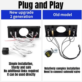 New Upgrade 12V Solenoid 4-Valve Air Ride Suspension manifold valve with Simplify Control Panel Ship Type Switch, equipped with three display air pressure gauge red