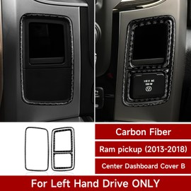 BRMYL Center Control Dashboard Cover Decals for 2013-2018 Dodge Ram 1500 2500 3500 Accessories Carbon Fiber Interior Stickers, B