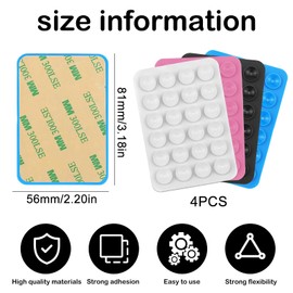 Silikon Saugnapf Handyhülle, 4 Stück Noppen Handyhülle, Handy Kleber Rückseite Saugnapf, Freisprechen, Selbstklebend Handyhülle mit Saugnäpfen, Abnehmbar Geeignet für Alle Handymodelle(4 Farben)