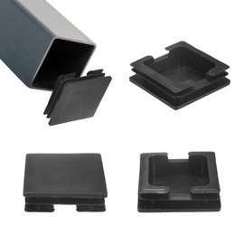 M METERXITY 4-Pack Tubing End Caps, 75 x 75mm Plastic Square Hole Plugs Inserts for Chair Leg/Bar Stool/Fitness Equipment, Chair Glides Fence Plug Floor Protectors