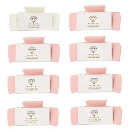 Loanzeg Bridesmaid Hair Claws Bachelorette 4.1 Inch Square Hair Clips Set of 8 Bridal Shower Rectangular Hair Claw Clips ideas Gift for Wedding Party Favors Bridesmaid Proposal Gifts (White&Pink)