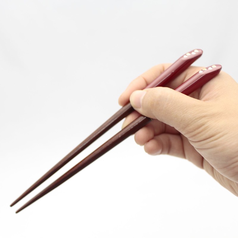 Ishida 10216 Gold Za, Heart-like Mood Chopsticks Point, Red, 7.1