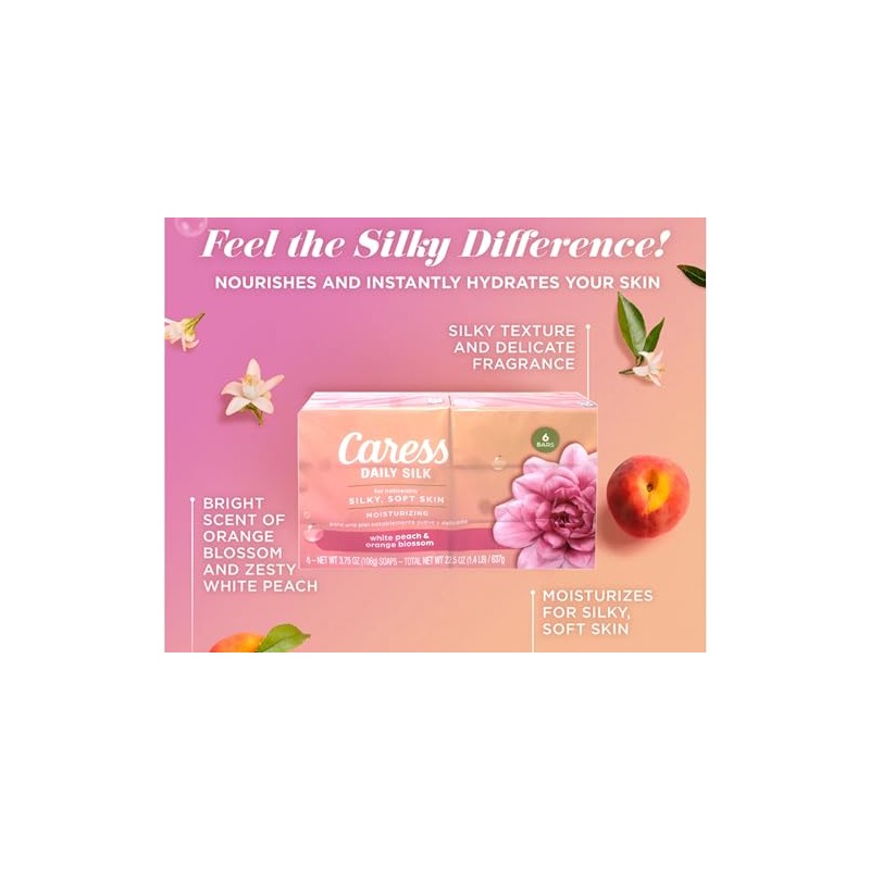 Barra de jabón Caress Daily Silk Beauty para unisex, 6