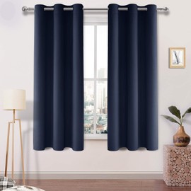 DWCN Navy Blue Blackout Curtains Room Darkening Grommet Thermal Insulated Light Blocking for Bedroom Living Room, 42 x 63 Inch Length, Set of 2 Thick Panels