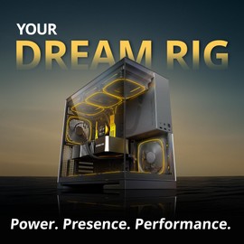 Geometric Future M5 Tempered Glass Mid Tower, E-ATX/ATX Gaming Case, 1.2mm Steel, Type C, Toolless Panels, Support 420/360 Radiator, Dual-Chamber, Black/Grey, GEO-M5-BG