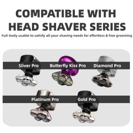 3Pack Pitbull Shaver Replacement Blade, Replacement Heads for Skull Shaver, Series Gold PRO, Silver PRO, Platinum PRO, Butterfly Kiss PRO, Floating 4 Heads Electric Razor Refills + 1 Cleaning Brush