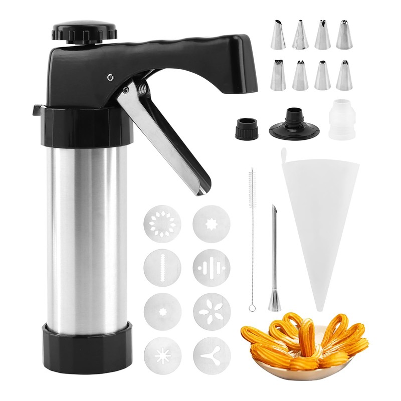 Churro Maker Machine Churrera and Piping Bag Churros Filler, Stainless
