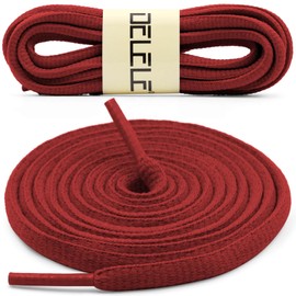 DELELE 2 Pair Oval Shoes laces Half Round 1/4" Athletic Shoelaces Shoe Strings Dark Red-35 inch