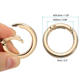 PATIKIL 41mm OD Flat Trigger Spring O Rings, 4 Pack Metal Round Clasp Clip Snap Spring Keyrings Hook Buckle for Purse Handbag Craft Making, Gold Tone