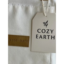 Cozy Earth New Cozy Earth Natural Lined White Canvas Tote Bag Purse With Front Pocket Empty