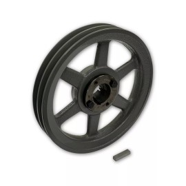 B&B 2 GROOVE CAST IRON ELECTRIC MOTOR PULLEY SHEAVE 14.25", TWO GROOVE 3L 4L A BELTS - 1-3/8" BORE