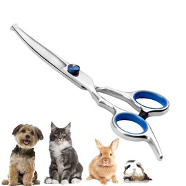 “6.5”Stainless Steel Pet Grooming Scissors Set – Safety Round Tip Curved & Up Curved Shears for Dog Cat Hair Trimming