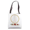 Letter J Initial Floral Monogram with Hand Heart Gesture Tote