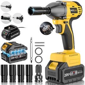 Muylux 4.0Ah Battery Cordless Impact Wrench, Brushless 1/2 Impact Gun, 320Ft-lbs(430N.m) 20V High Torque Power Impact Driver, Electric Impact for Car Home