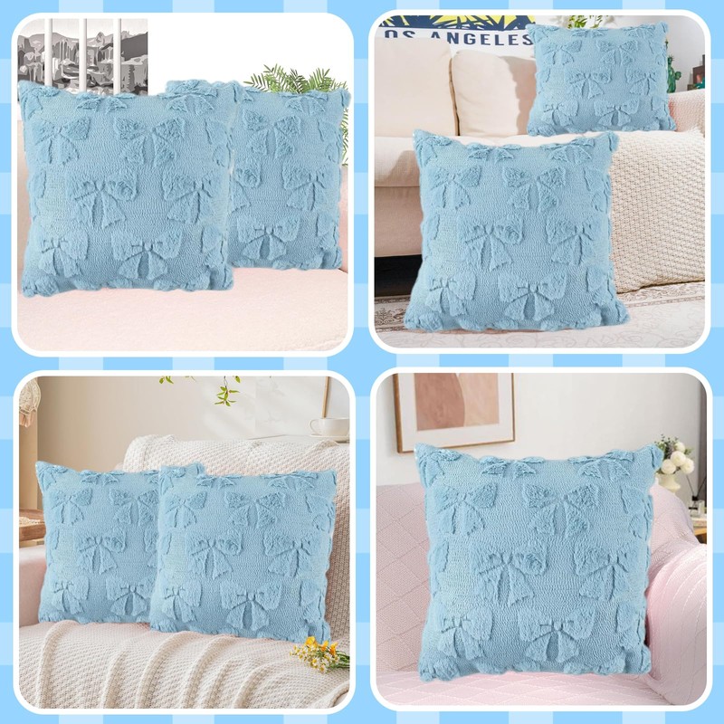 Pillow Cases, Pillowcases, 2 PCS Cushion Covers with Bow Design,