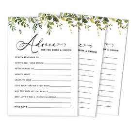 Inkdotpot Pack of 50 Greenery Advice Cards, Advice & Wishes for The Bride and Groom, Mr and Mrs Wedding Game Activity 5x7 inches
