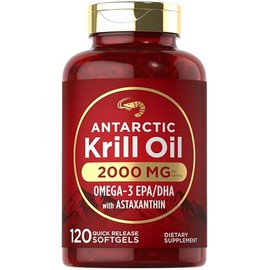Aceite de krill antártico 2000 mg 120 cápsulas blandas | Omega-3 EPA, DHA, con suplemento de astaxantina procedente de Krill rojo | máxima fuerza | probado en laboratorio