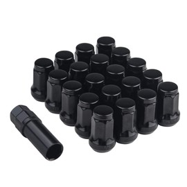 Steel Wheel Lock Nuts M12 x P1.5 Set of 20 for Toyota, Honda, Mazda, Daihatsu and Mitsubishi Mini Vehicles 33mm Outer Hexagonal Tapered 60 4 Holes 5 Holes with 19HEX Socket Short Nut Lug Nuts Racing
