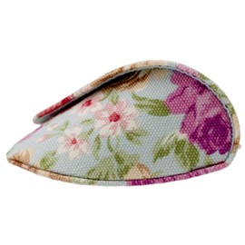 Pearl 092917 Glasses Case Semi-Hard Magnetic HA-138 Rose Pattern Blue