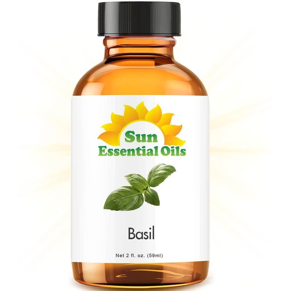 Basil Essential Oil (Huge 2oz Bottle) Bulk Basil Oil - 2 Ounce