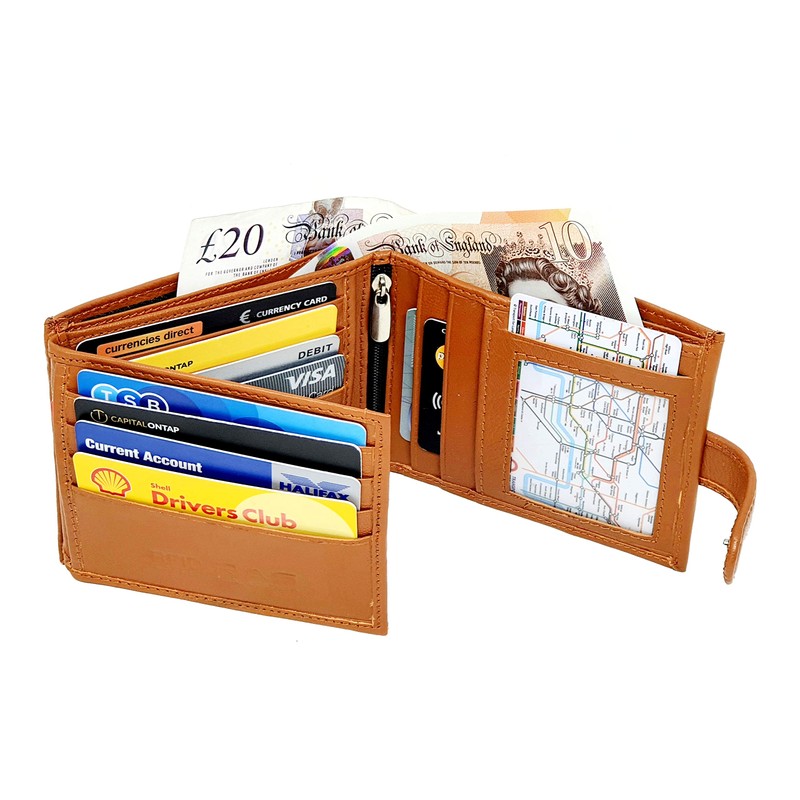 RAS WALLETS Men's RFID Passcase Trifold Real Leather Wallet Multi
