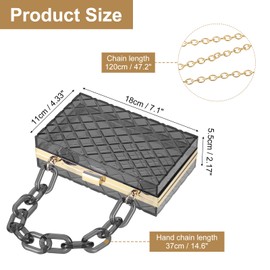 sourcing map Women Clear Purse, Acrylic Clear Clutch Bag Diamond Lattice Acrylic Purses Transparent Crossbody Handbag with Removable Chain for Travel Office, Transparent Black/Gold