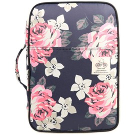 JAKAGO A4 Document Case,Multi-Pocket Document Holder,A4 Zip Portfolio,Professional Document Folder Suitable for Office,Business Trip,Conference,Interview,Holiday,Travel (Flower02)