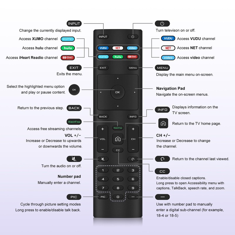 Replacement Remote for VIZIO Smart TVs - Universal Remote Control