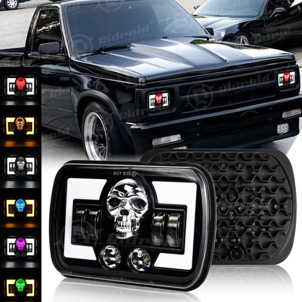 RIDROID 1PC 5x7 7x6 RGB LED Headlight Fit Nissan Pickup
