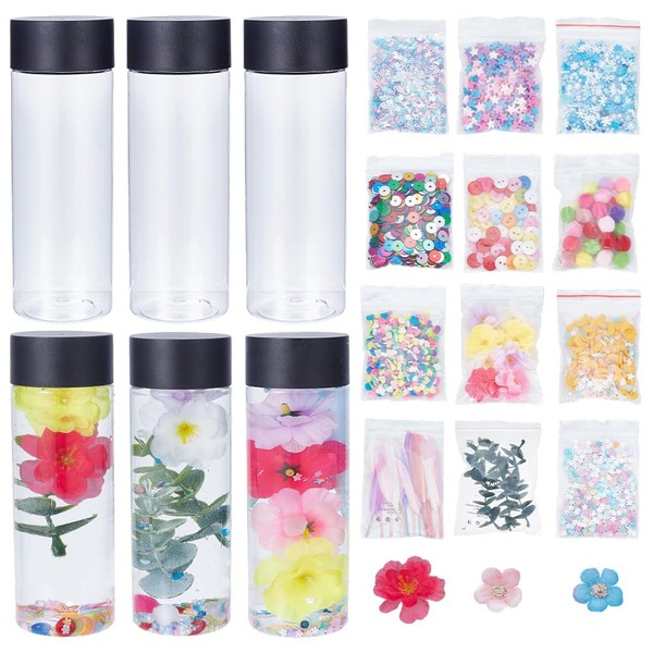 OLYCRAFT 6Pcs Sensory Bottles Kits 400ml Empty Plastic Sensory Bottles