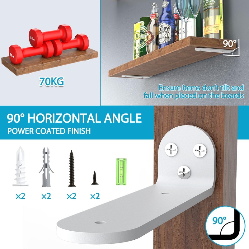 WELDUN 2 Pack Floating Shelf Brackets 15 cm, Heavy Duty