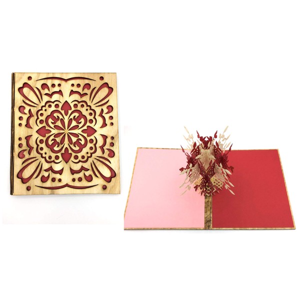 Thinking of You Popup Greeting Card - Wooden Card (Flower)