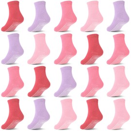 Skibeaut 20 Pairs Toddler Girl Socks Baby Boys Girls Grips Socks Non Slips Skid Grippy Kids Crew Socks with Gripper Toddlers Babies Socks for 1-3 Years 12-36 Months