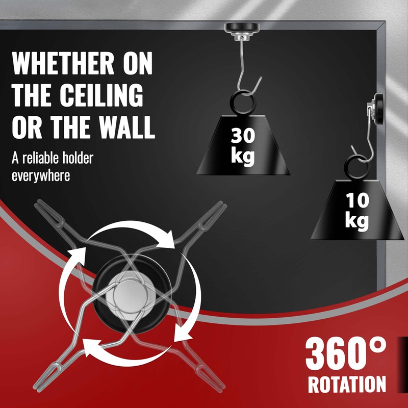 POPPSTAR 4 Pieces Magnet Hook Extra Strong Rotatable (Clamping Force