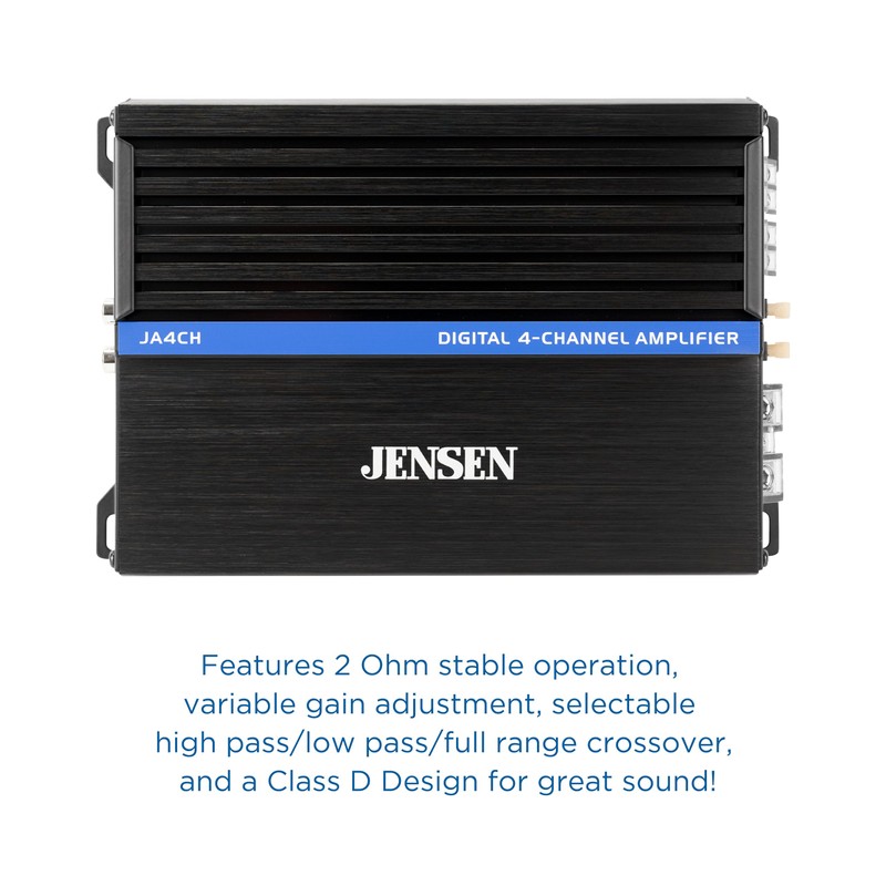 JENSEN JA4CH Class-D 4-Channel Car Audio Amplifier | Motorcycle, ATV/UTV,