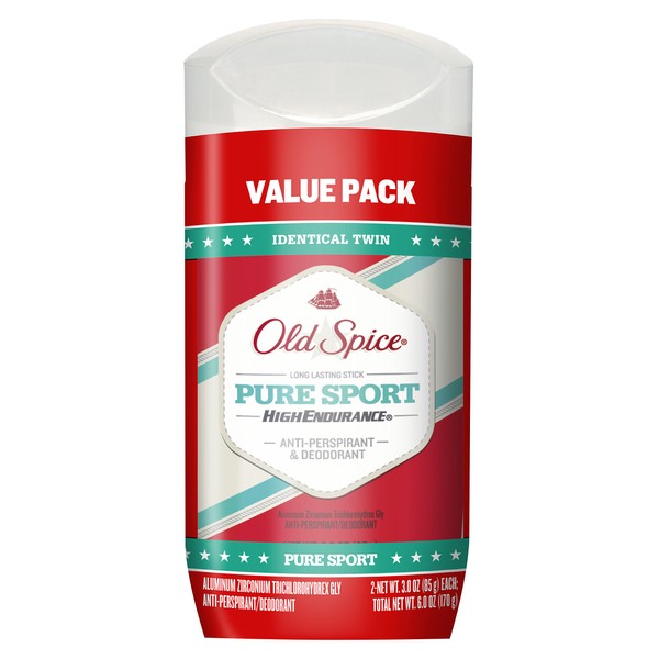 Old Spice High Endurance Invisible Solid Men's Anti Perspirant & Deodorant, Pure Sport Scent - 3.0 Oz Ea, Count of 2