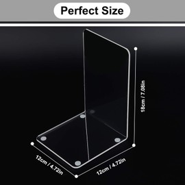 MerryNine Plastic Acrylic Bookends Pair Organizer Bookshelf Decor Decorative Bedroom Library Office School Supplies Stationery Gift (Plastic Acrylic_2 Pairs) (White)