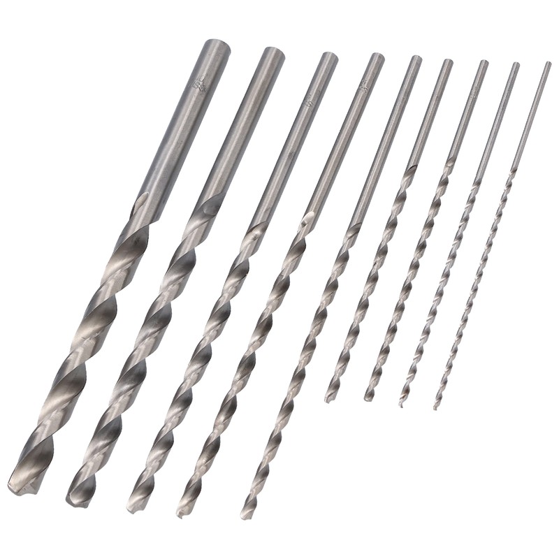 9Pcs Twist Drill Bit Extra Long High Speed Steel Drilling